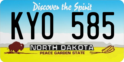 ND license plate KYO585