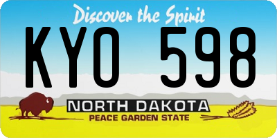 ND license plate KYO598