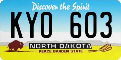ND license plate KYO603