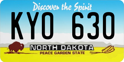 ND license plate KYO630