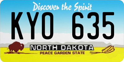 ND license plate KYO635