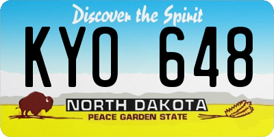 ND license plate KYO648