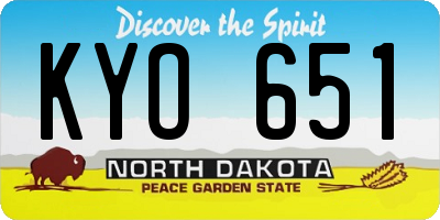 ND license plate KYO651