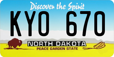 ND license plate KYO670