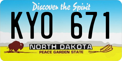 ND license plate KYO671