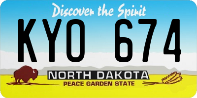 ND license plate KYO674