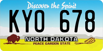 ND license plate KYO678