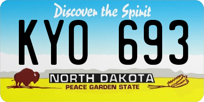 ND license plate KYO693
