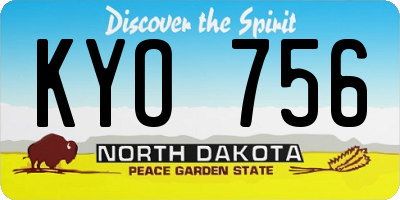 ND license plate KYO756