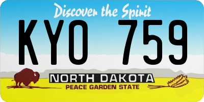 ND license plate KYO759