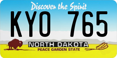 ND license plate KYO765