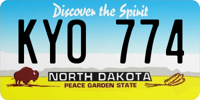 ND license plate KYO774