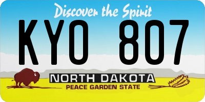 ND license plate KYO807