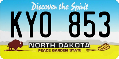 ND license plate KYO853