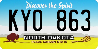 ND license plate KYO863