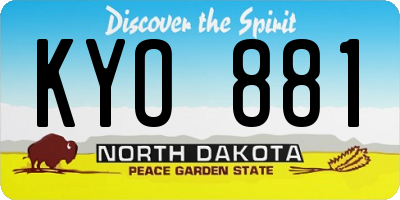 ND license plate KYO881