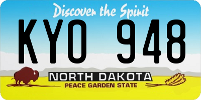 ND license plate KYO948
