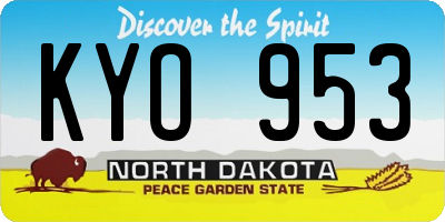ND license plate KYO953