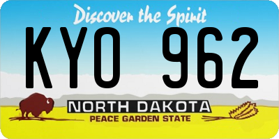 ND license plate KYO962
