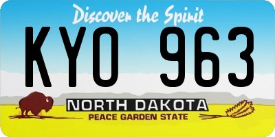 ND license plate KYO963