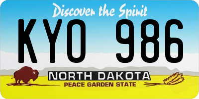 ND license plate KYO986
