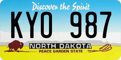 ND license plate KYO987