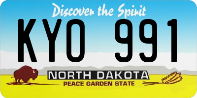 ND license plate KYO991