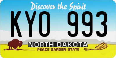 ND license plate KYO993