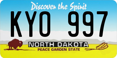 ND license plate KYO997