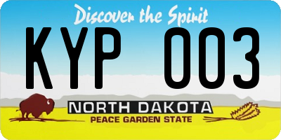 ND license plate KYP003