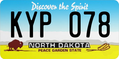 ND license plate KYP078