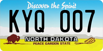ND license plate KYQ007