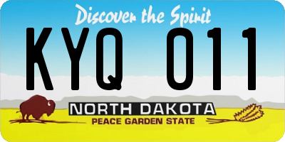 ND license plate KYQ011