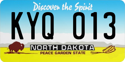 ND license plate KYQ013