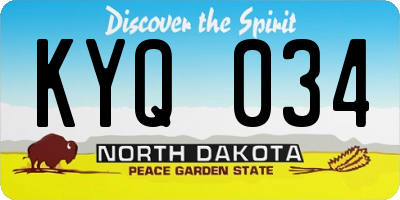 ND license plate KYQ034