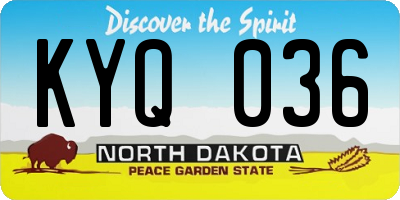 ND license plate KYQ036