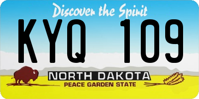 ND license plate KYQ109