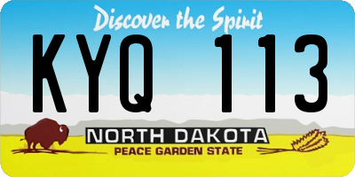 ND license plate KYQ113