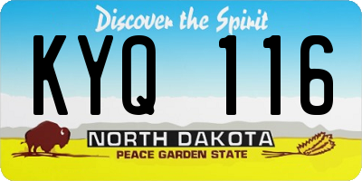 ND license plate KYQ116