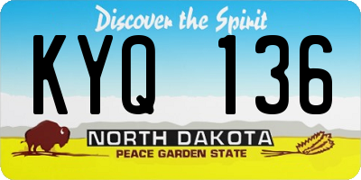 ND license plate KYQ136