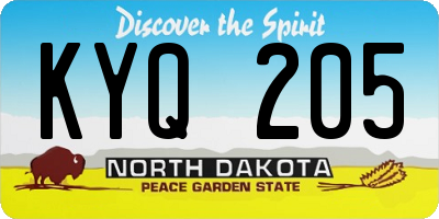 ND license plate KYQ205