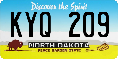 ND license plate KYQ209