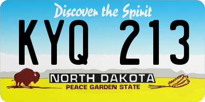 ND license plate KYQ213