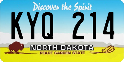 ND license plate KYQ214