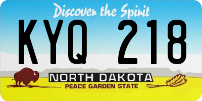 ND license plate KYQ218