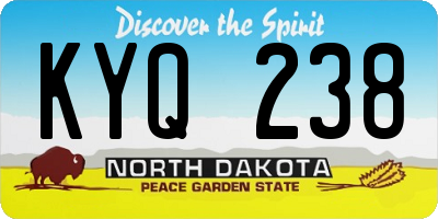 ND license plate KYQ238