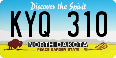 ND license plate KYQ310