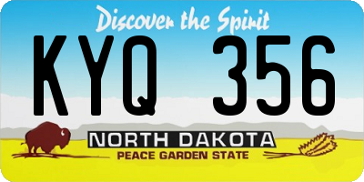 ND license plate KYQ356