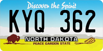 ND license plate KYQ362