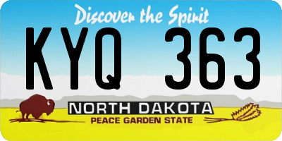 ND license plate KYQ363